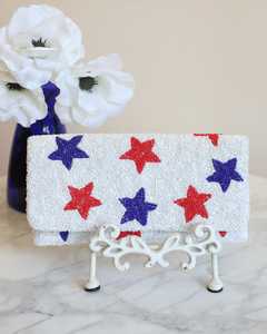 Bolso de mano con cuentas, diseño de estrellas blancas, rojas y azules, bolso de noche para mujer, diseño de bandera de EE. UU., bolso de fiesta, cartera tipo sobre, funda para teléfono - Product Image 1