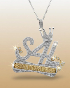 Pendentif Lettre Couronne en Argent Sterling 925 Plaqué Or 18K avec Moissanite, Breloque de Luxe Thème Hip Hop Unisexe - Product Image 5