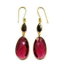 Boucles d'oreilles pendantes en argent sterling 925 avec pierre précieuse en quartz grenat de forme poire, vente en gros, boucles d'oreilles en pierre précieuse de forme poire au design tendance - Product Image 2