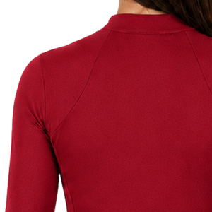 Chemise de base pour l'équitation pour femme, rouge cramoisi, à manches longues, pour l'entraînement équestre, avec fermeture éclair quart de tour, extensible, respirante, haut de performance - Product Image 6