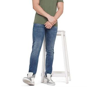 Jeans casuales para hombre, lavado ligero, corte recto, ajuste slim, ajuste holgado, denim lavado ligero, pantalones de pierna ancha, talla personalizada, unisex - Product Image 1