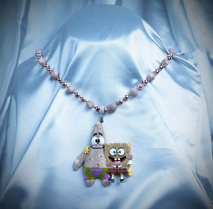 <b>SpongeBob</b> and Patrick Cartoon Pendant Necklace Rose Gold Plated 925 Silver Moissanite Iced Out Themed Charm <b>Gift</b> For Children - Product Image 1