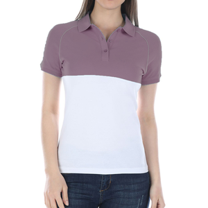 Nuevo diseño, Polo de manga corta de calidad premium para mujer, Polo a rayas de doble color, polo con logotipo bordado para mujer BD - Product Image 6