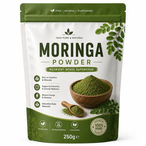 Poudre de Moringa de Qualité Supérieure Finement Mouillée 250g – Poudre de Moringa Verte de Qualité Alimentaire Soigneusement Traitées pour la Santé Globale - Product Image 1