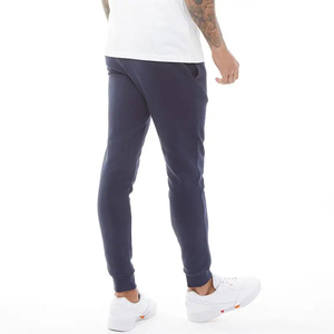 Men's Navy Blue Sweatpants <b>Elastic</b> <b>Waist</b> Side Pockets Casual Joggers Breathable Knitted Cotton Spandex Midweight Autumn Wear - Product Image 2