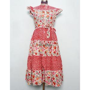 Vestido Maxi Elegante Casual Holgado para Mujer, Estilo Sencillo, Cuello Redondo, Algodón Floral Transpirable, Cintura Natural - Product Image 3