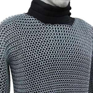 Camisa de malla de aluminio medieval con capucha de coif, armadura de hauber de anillos entrelazados para uso adulto, cosplay, recreación histórica, armadura histórica - Product Image 3