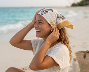 En gros, Bandana carré léger imprimé au bloc à la main, Foulard de tête bohème, Cache-cou en coton à motifs floraux vintage pour femme, Mode d'extérieur - Product Image 3