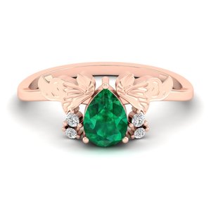 REYES High Quality 925 Sterling <b>Silver</b> Moissanite Engagement Rings Pear Cut 0.75Ct Emerald Gemstone Trendy Eternity Ring - Product Image 5