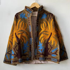 Handmade Suzani Velvet Short <b>Jackets</b> Embroidery Coat Suzani <b>Jackets</b> Handmade Festival <b>Wedding</b> Coat | Duster Floral Outerwear - Product Image 1