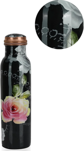 Bouteille d'eau en cuivre émaillé avec design moderne noir et rose, nouveau look, pour le yoga, la salle de sport, le bureau, l'école - Product Image 2