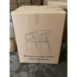 Fauteuil de jardin moderne minimaliste en teck avec dossier en rotin et coussin en tissu beige – Fournisseur de mobilier d'extérieur pour patio, villa et jardin - Product Image 6