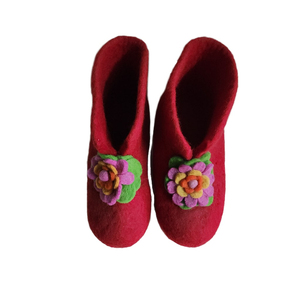 NCG AD12-01 Chaussures d'hiver légères et chaudes pour femmes, faites à la main, avec motif de fleurs vertes éternelles, antidérapantes, en laine, pour usage intérieur/extérieur - Product Image 2