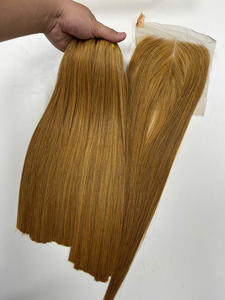 Prix de gros 100% brut vierge vietnamien dentelle humaine trame os droit couleur caramel clair Super Double Drawn Extensions de cheveux - Product Image 6