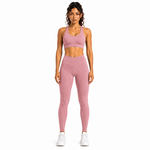 Women V Waist Seamless Yoga Set High Waist Leggings Sports Bra Fitness Gym Activewear Set - Product Image 2