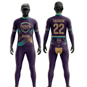 Conjunto de traje de ciclismo para hombre, premium, 220 GSM, tela de poliéster y spandex, morado y gris, diseño de paneles aerodinámicos, impresión por sublimación, logotipo personalizado. - Product Image 2