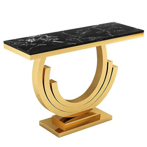 Superior Quality Large Size Gold Color <b>Black</b> Marble <b>Side</b> <b>Table</b> Rectangle Design with Metal Material Top Selling for Living Room - Product Image 1