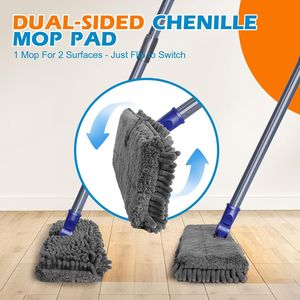 Microfiber Flat Dust <b>Mop</b> with 4 Reusable Pads 2 Sided Wet/<b>Dry</b> Use Dual-Sided <b>Mop</b> for Efficient Floor Cleaning - Product Image 2