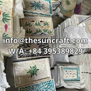 Plateau de service rond en nacre mosaïque de luxe, plateau à boissons pour table à manger haut de gamme, fabrication vietnamienne, vente en gros - Product Image 5