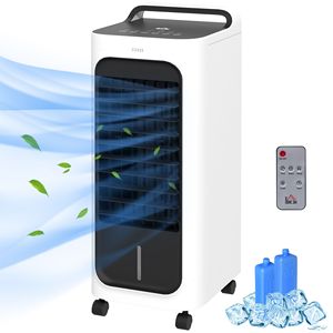 Ventilatore Rinfrescante Oscillante con Telecomando e Timer, Unità Umidificatore ad Acqua con Pacchi Ghiaccio per Raffreddamento Ambiente - Product Image 1