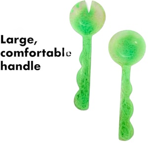 ชุดช้อนเรซิ่นทำมือ เป็นมิตรกับสิ่งแวดล้อม สำหรับเสิร์ฟสลัด จากอินเดีย เหมาะสำหรับใช้ในครัวและร้านอาหาร - Product Image 1