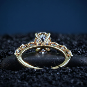 Anillo de Compromiso con Diamante Ovalado Marquise de 3.10CT Cultivado en Laboratorio, Oro de 14K con Baño de Rodio, Certificado IGI, para Mujer - Product Image 4