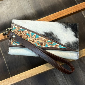 Vente en gros Ensemble de 2 pièces Combo Sac fourre-tout à bandoulière en cuir de vachette usiné à la main de grande capacité et pochette à trois volets en cuir véritable usiné - Product Image 5