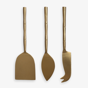 Ensemble de couteaux à fromage en acier inoxydable avec anneau en laiton et manche design, et ensemble de couteaux à fromage en laiton - Product Image 2