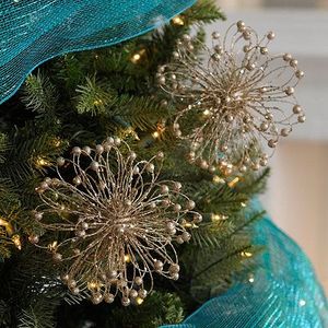 Adorno Navideño de Metal Brillante con Forma de Estrella y Flor, Decoración Colgante para Árbol de Navidad, Plateado, Dorado, Blanco - Product Image 4