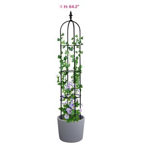 Obelisco da Giardino Nero Leggero Antiruggine da 1,88 m, Supporto per Traliccio in Metallo Rivestito in Plastica Nera, Recinzioni e Cancelli a Torre Alta - Product Image 1
