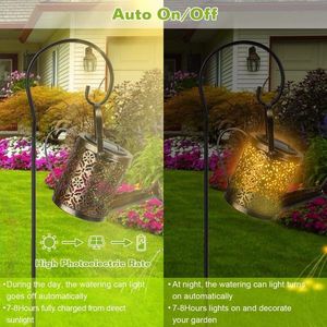 Solar Powered Watering Can String Light Hollow LED Garden Fairy Decoration Stake Lights for Pathway YA - Product Image 5