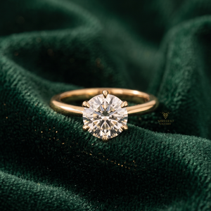 Anillo de Compromiso y Boda Solitario con Corte Floral, Diamante Cultivado en Laboratorio de 2 Quilates, Oro de 14K con Baño de Rodio, Lujoso para Mujer - Product Image 2