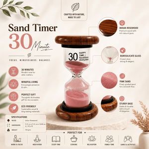 Sand <b>Timer</b> 30 Minute | Indian Rosewood <b>Hourglass</b> <b>Timer</b> Premium Wooden Sand Clock for Home Office Study Desk Decor Gifts Handmade - Product Image 5
