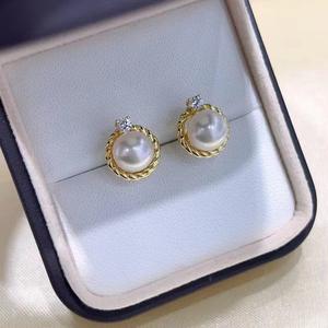 Pendientes Clásicos de Perlas Naturales de Agua Dulce de 14-13 mm, Diseño Clásico, Impecable, Color Plata Fría, Sai Ao Bai Zhuji - Product Image 2