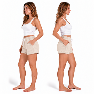 Shorts de Felpa de Algodón Sólido Personalizados para Mujer, Cintura Media, Cordón Ajustable, Bolsillos, Tejido Casual, Corte Regular, Transpirable - Product Image 6
