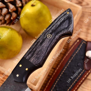 มีดทำครัวเชฟขนาด 8 นิ้ว ผลิตจากเหล็กกล้าไร้สนิม 12C27 แบบฟอร์จ ใช้ได้ทั้งมือซ้ายและขวา ด้ามไม้ปักก้าสีดำ ปลอกหนัง คมกริบ ออกแบบตามหลักสรีรศาสตร์ - Product Image 5