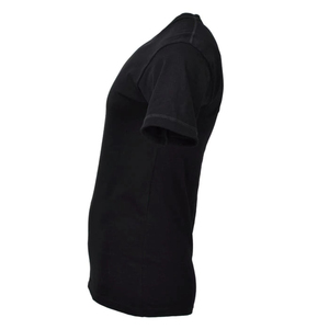 T-shirt décontracté pour homme, noir, coupe ajustée, manches courtes, col rond, couleur unie, jersey tricoté, longueur standard, design uni - Product Image 4