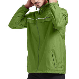 Chaqueta Verde con Capucha para Hombre, Cortavientos, con Cierre de Cremallera, Informal, para Primavera, Impermeable, de Poliéster - Product Image 1
