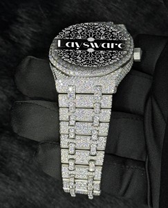 Reloj de Lujo con Diamantes, Estilo Hip Hop, Completamente Cubierto de Diamantes VVS Moissanite, Acero Inoxidable, Unisex, Analógico, de Moda - Product Image 6