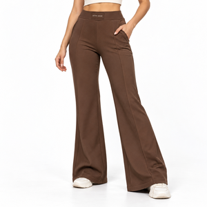 Pantalon en molleton de coton épais à taille élastique en dentelle, coupe régulière, hiver, impression par transfert thermique personnalisée, écologique - Product Image 4
