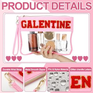 2 Bolsas de Maquillaje con Forma de Corazón Rojo para Regalos del Día de San Valentín, Estuche Cosmético Transparente de PVC Impermeable, Bolsa de Viaje Portátil para Guardar Artículos de Aseo - Product Image 4