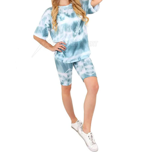 ชุดเซ็ต 2 ชิ้นสำหรับผู้หญิง เสื้อยืดแขนสั้นลำลองและกางเกงขาสั้น ชุดผ้าฝ้ายน้ำหนักเบา ระบายอากาศได้ดี แห้งเร็ว สำหรับสุภาพสตรี - Product Image 4