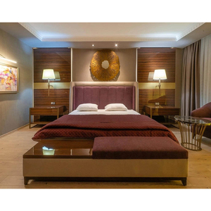 Modern Rectangle King Size Hotel Bedroom <b>Set</b> Strong <b>Velvet</b> <b>Bedding</b> Ottoman Contemporary Design Wooden Furniture Commercial Use - Product Image 1