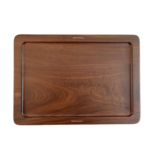 Plateau rectangulaire en bois haut de gamme avec poignée, style basique personnalisé, couleur noyer, écologique, antibactérien, qualité alimentaire, usage commercial - Product Image 1