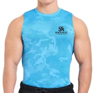 <b>Mens</b> Turquoise Blue Pattern Sleeveless Tank Top <b>Gym</b> Workout Shirt Athletic Fitness Training Sportswear Running Activewear <b>Vest</b> - Product Image 5