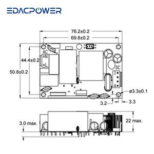 19V 20V 24V 60W 3.15A MAX. Alimentations à cadre ouvert médicales/ITE série IEC60601 & 2xMOPP EPM106AK pour usage médical - Product Image 2