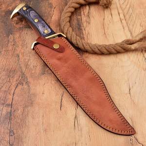 Cuchillo Bowie de Hoja Fija de Acero D2 de Grado Industrial OEM, Mango de Madera Maciza, Funda de Cuero, Cuchillo Bowie para Caza y Camping - Product Image 5