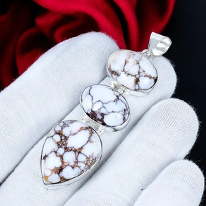 Colgante de Plata de Ley 925 con Triple Piedra de Jaspe Caballo Salvaje, Hecho a Mano, Geométrico, Joyería de Diseño de Alta Calidad, Regalo para Mujer - Product Image 6