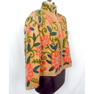 Veste Courte Décontractée pour Femme, Broderie Florale Boutonnée, Faite Main, Écologique, Style Plage, Doublure Hiver en Coton - Product Image 4