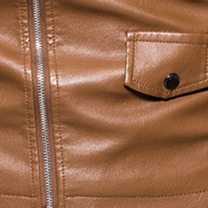 Mens Brown Leather Biker <b>Jacket</b> Factory Slim Fit Turn Down Collar Multi Pocket Zipper Casual Motorcycle Riding <b>Jacket</b> - Product Image 6